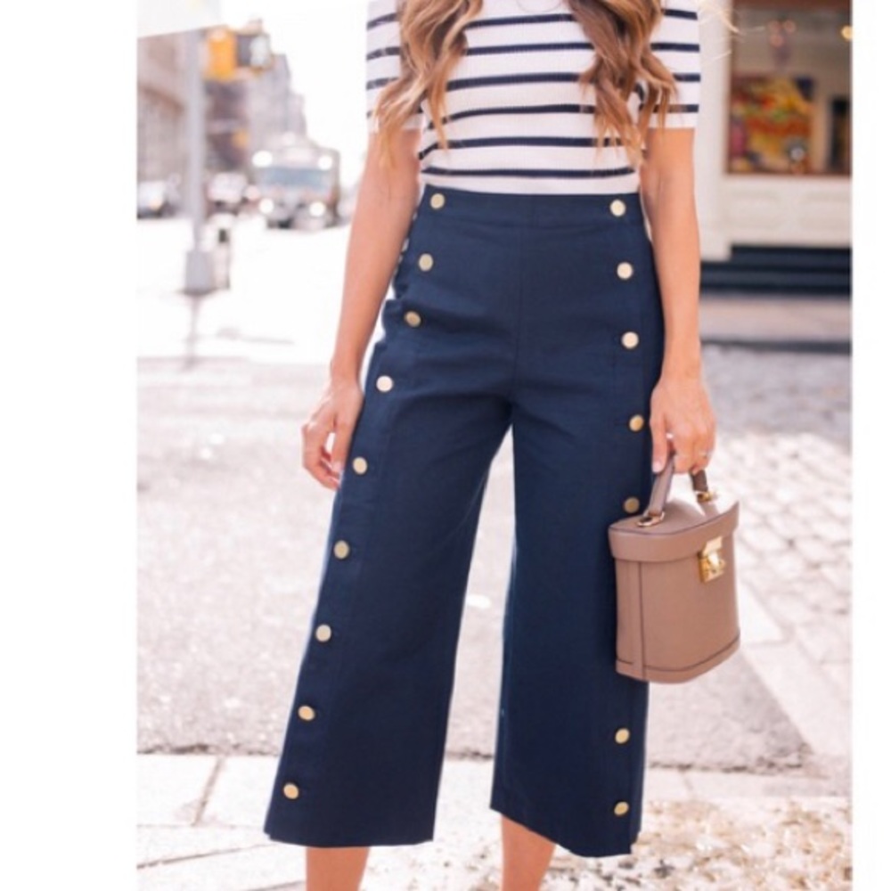 Club Monaco pants Navy with Gold Button detail